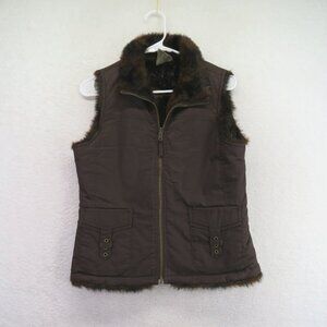 Old Navy Brown Faux Fur Trim Vest